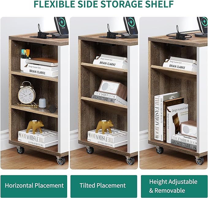 YITAHOME File Cabinet with Charging Station, Mobile Lateral Filing Cabinet with Lock for Home Office, Printer Stand with Open Storage Shelf, Fits A4, Letter, Legal Size Files, Grey Wash & White - LeafyLoom