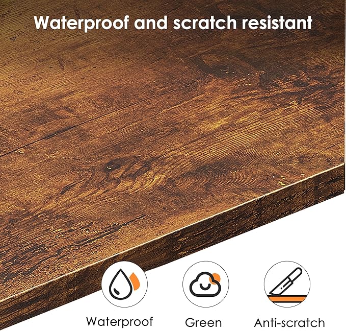 Need 63 Inch Large Computer Desk - Modern Simple Style Home Office Gaming Desk, Basic Writing Table for Study Student, Black Metal Frame, Rustic Brown - LeafyLoom