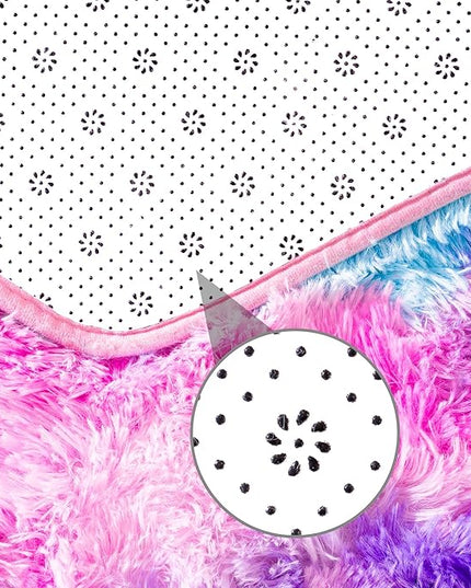 junovo Ultra Soft Hexagon Rug Fluffy Rainbow Nursery Rug for Princess Tent Kids Play Castle, Furry Hexagonal Carpet for Kids Girls Room Playhouse Classroom Dorm Home Decor, 4.6ft Tie-Dye Hot-Pink - LeafyLoom