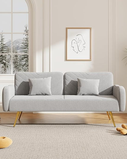 NicBex Sectional Couch Sofa with 2 Throw Pillows Sofa Bed Cloud Couch for Living Room Furniture Sets with Adjustable Back, Modular Sofa for Living Room, Bedroom, Apartment,70.47" L, Gray - LeafyLoom