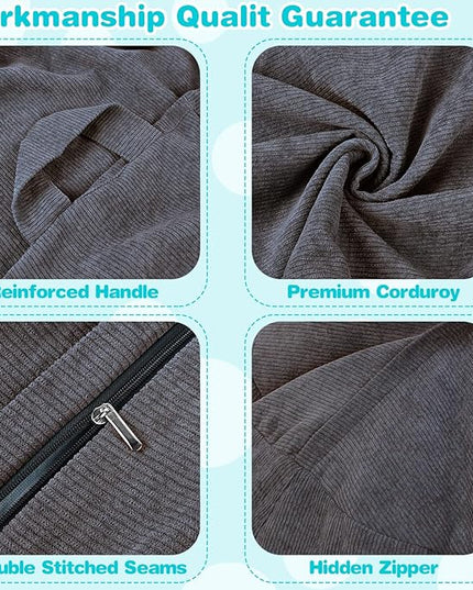 Stuffed Animal Storage Bean Bag Chair Cover (No Filler) for Kids and Adults.Soft Premium Corduroy Stuffable Beanbag for Organizing Children Plush Toys or Memory Foam Small 100L (Dark Grey) - LeafyLoom