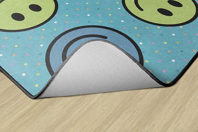 Flagship Carpets Smiley Seating (Seats 30) Classroom Area Rug or Educational Learning Mat, Kids Room or Playroom Carpet, 10'6" x 13'2", Blue/Multi - LeafyLoom
