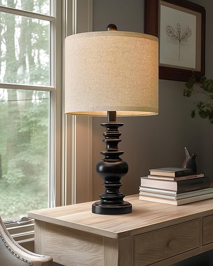 BOBOMOMO 20" Table Lamp Set of 2 for Bedroom Living Room Vintage Rustic Traditional Nightstand Bedside Lamps（suitable for decorating small areas） - LeafyLoom