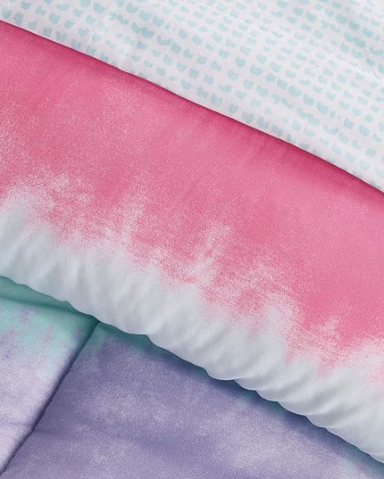 dream FACTORY Tie Dye Stripe 5-Piece Microfiber Bag Comforter Bedding Set Super Soft-Twin, Purple Multi,2D871601MU - LeafyLoom