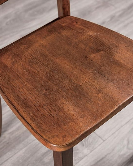 Furniture of America Burnett Wood 5-Piece Dining Room Set, Square Table and 4 Durable Slat Back Chairs with Footrest for Home Kitchen Furniture, Dinettes, Walnut - LeafyLoom
