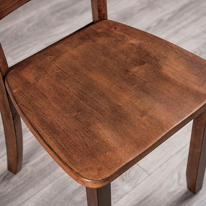 Furniture of America Burnett Wood 5-Piece Dining Room Set, Square Table and 4 Durable Slat Back Chairs with Footrest for Home Kitchen Furniture, Dinettes, Walnut - LeafyLoom