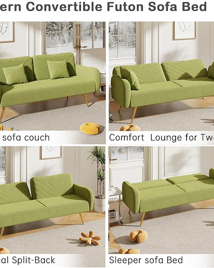 NicBex Sectional Couch Sofa with 2 Throw Pillows Sofa Bed Cloud Couch for Living Room Furniture Sets with Adjustable Back, Modular Sofa for Living Room, Bedroom, Apartment,70.47" L, Green - LeafyLoom