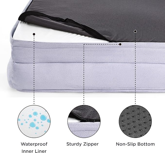 Bedsure XXL Orthopedic Dog Bed - Washable Great Dane Dog Sofa Beds for Giant Dogs, Supportive Foam Pet Couch Bed with Removable Washable Cover, Waterproof Lining and Nonskid Bottom, Lavender BEDSURE