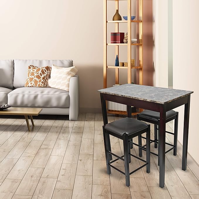 Pearington Remington High Top Counter Height Bar and Pub Table Set with 2 Chairs, Dark Espresso - LeafyLoom