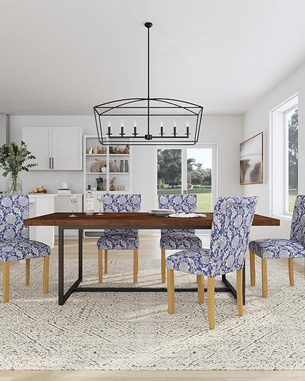 HomePop Classic Parsons Dining Chairs, Pack of 2, Blue Floral Print - LeafyLoom