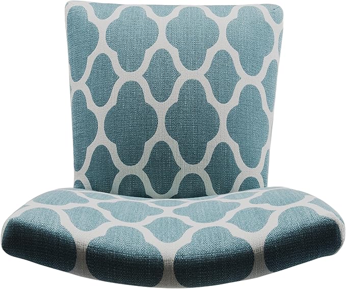 HomePop Parsons Classic Upholstered Accent Dining Chair, Set of 2, Teal and Cream Geometric - LeafyLoom