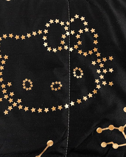 Jay Franco Hello Kitty Stars Full Comforter Set - 7 Piece Bedding includes Sheet Set & Pillow Covers - Super Soft Zodiac Black & Gold Bedding - LeafyLoom