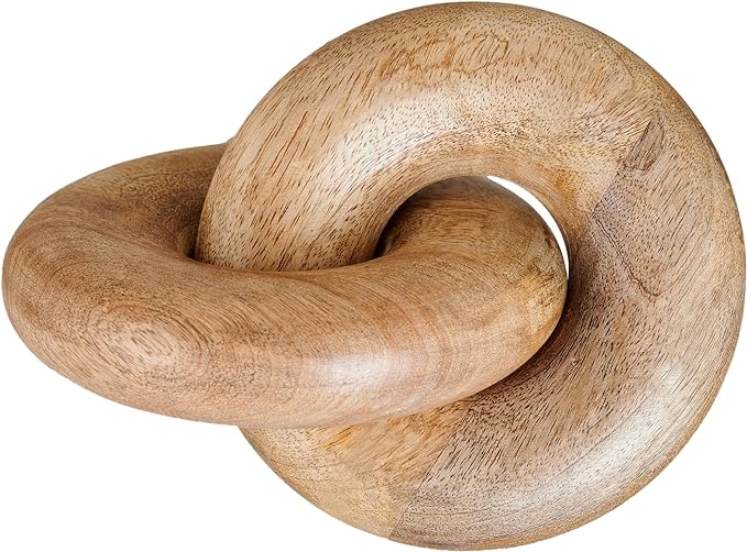 Wood Knot Decorative Chain, Rustic Wood Link Decorative Object Large Wooden Chain for Home Living Room Coffee Table Farmhouse Natural Wood 7.5 X 6 X 3.5 Inches - LeafyLoom