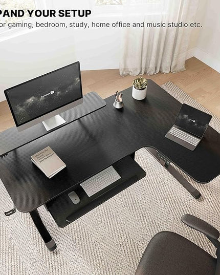 EUREKA ERGONOMIC Standing Desk (61"x43")- L Shaped Desk with Keyboard Tray Adjustable Height Sit Stand Computer Desk Corner Gaming Ergo Desk w Memory Presets, Monitor Stand, LED/USB/Dual Motor, Right - LeafyLoom