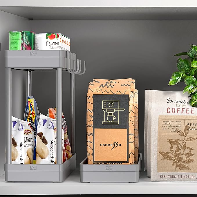 Simple Houseware Kitchen Cart Storage 3-Tier Slim/Super Narrow Shelves with Handle, 26.5'' Height/5.5'' Width for Narrow Place, Grey - LeafyLoom
