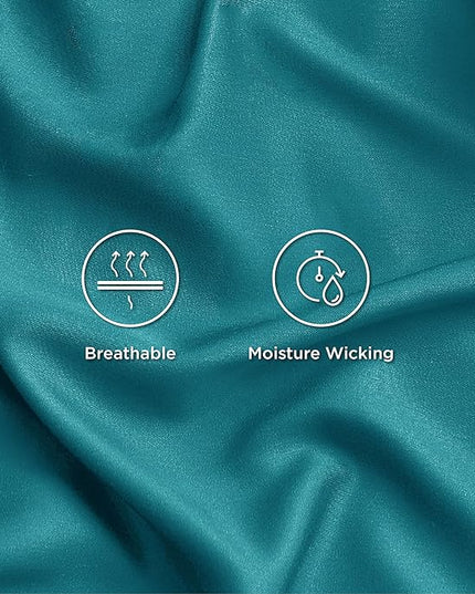 Bedsure Queen Sheets, Rayon Derived from Bamboo, Queen Cooling Sheet Set, Deep Pocket Up to 16", Breathable & Soft Bed Sheets, Hotel Luxury Silky Bedding Sheets & Pillowcases, Turquoise - LeafyLoom