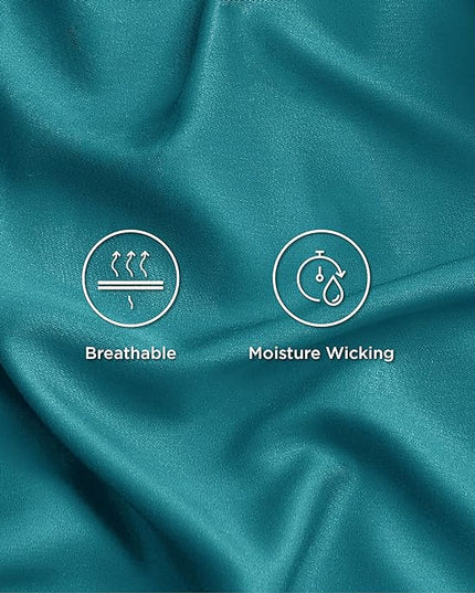 Bedsure California King Sheet Sets, Cooling Sheets, Rayon Derived from Bamboo, Deep Pocket Up to 16", Breathable & Soft Bed Sheets, Hotel Luxury Silky Bedding Sheets & Pillowcases, Turquoise - LeafyLoom