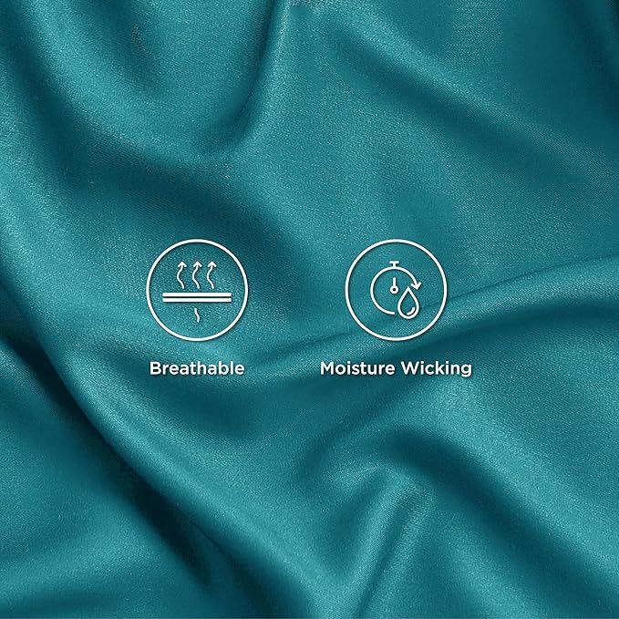 Bedsure King Size Sheet Set, Cooling Sheets King, Rayon Derived from Bamboo, Deep Pocket Up to 16", Breathable & Soft Bed Sheets, Hotel Luxury Silky Bedding Sheets & Pillowcases, Turquoise - LeafyLoom