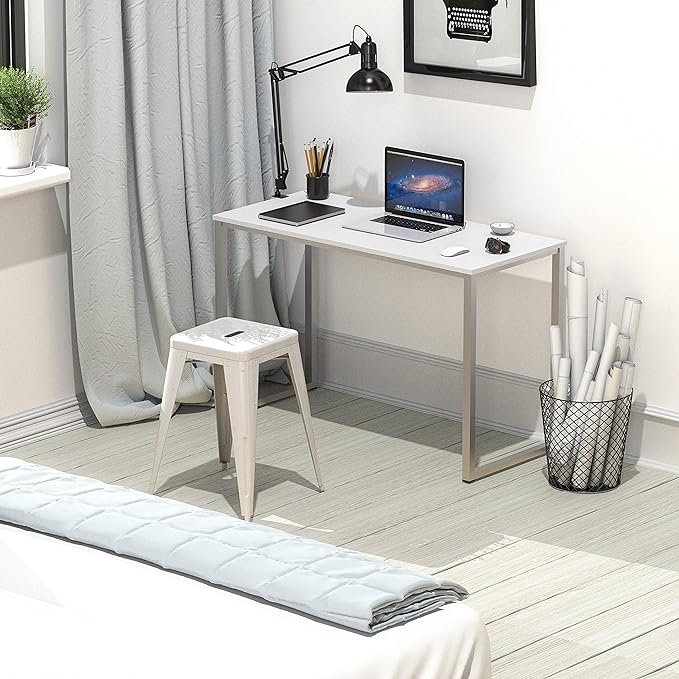 SHW Home Office 32-Inch Computer Desk, White - LeafyLoom