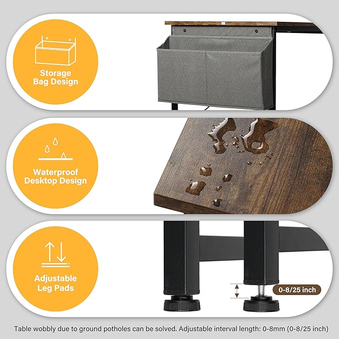 YSSOA 40/47 Inch Computer, Modern Simple Style Home Office, Study Student Writing, Vintage Wooden Desk, 40 Inch, Brown - LeafyLoom