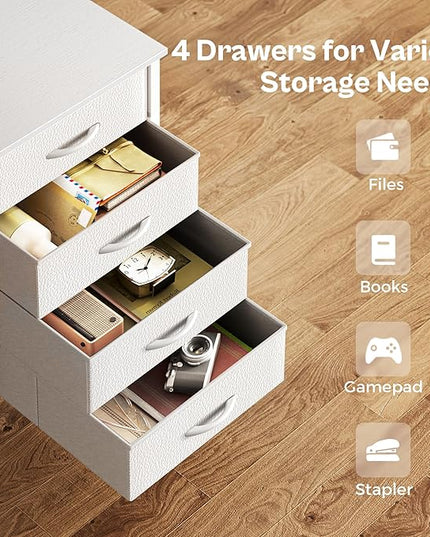 63 Inch Computer Desk with 4 Drawers, Office Desk with Mesh Shelf, Gaming Desk, Large Storage, Writing Desk Work Desk for Home Office, Study, Bedroom, Work from Home, White - LeafyLoom