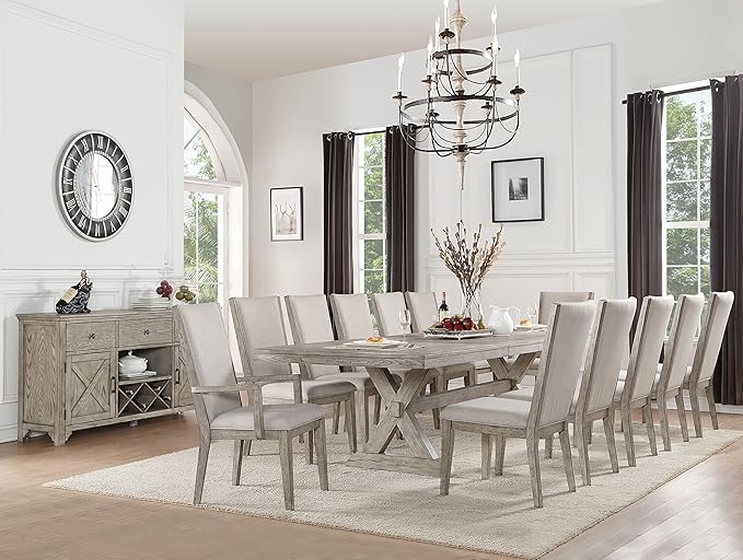 NicBex Dining Table Contemporary Kitchen Table Farmhouse Rustic Solid Wood Dining Table in Gray Oak Rectangular Dining Table, Easy Assembly, Gray Oak - LeafyLoom