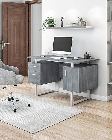 NicBex Laik-DW-00042-DX Desks, 51.25" W x 23.25" D x 29.75" H, Gray - LeafyLoom