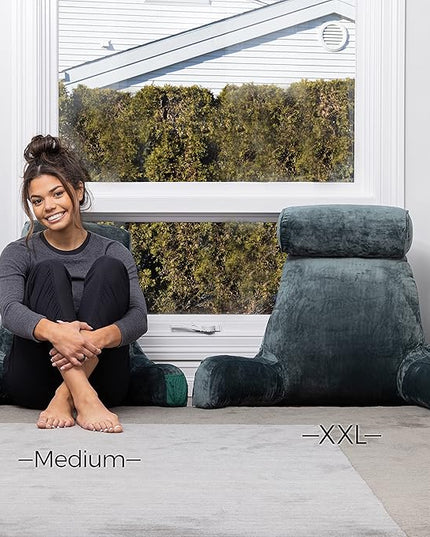 Husband Pillow XXL Cover Micro Plush Easy-Care Fabric Designed with Vibrant Long Lasting Color, Lush with Back & Side Pockets - Wide Large Zipper, Bed Rest Reading Pillowcase, Dark Green - LeafyLoom