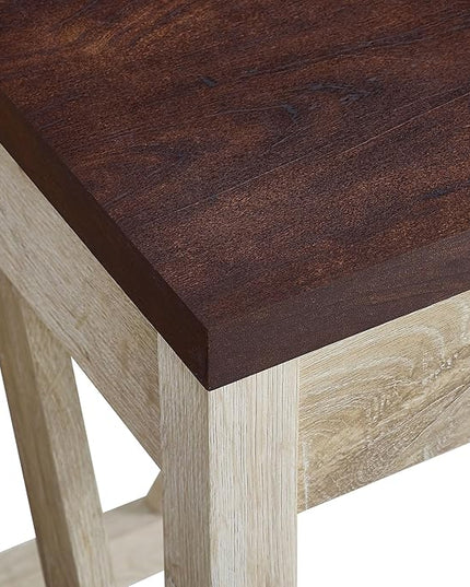 Walker Edison Rustic Farmhouse Wood Computer Writing Desk Home Office Workstation Small, 46 Inch, White Oak and Brown - LeafyLoom