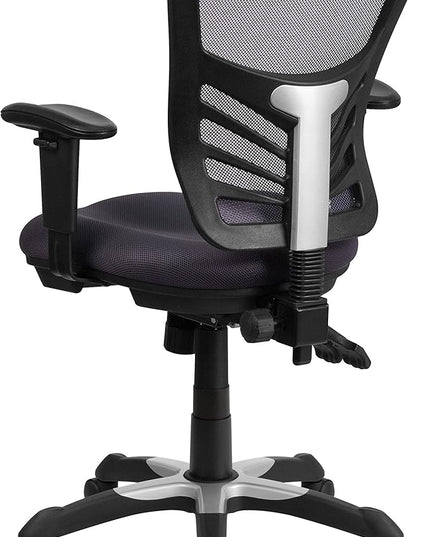 Flash Furniture Nicholas Mid-Back Swivel Office and Gaming Chair, Ergonomic Mesh Office Chair with Adjustable Lumbar Support and Height, Dark Gray - LeafyLoom