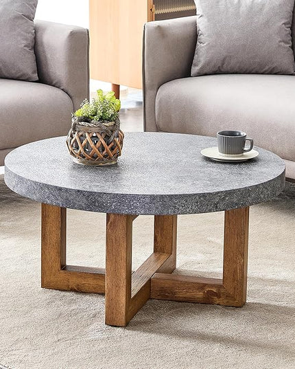 NicBex Dining Table Modern Round Retro Circular Coffee Table with A Diameter of 31.4 Inches, Made of MDF Material Suitable for Living Rooms Meeting Room Banquet Hall, Grey - LeafyLoom