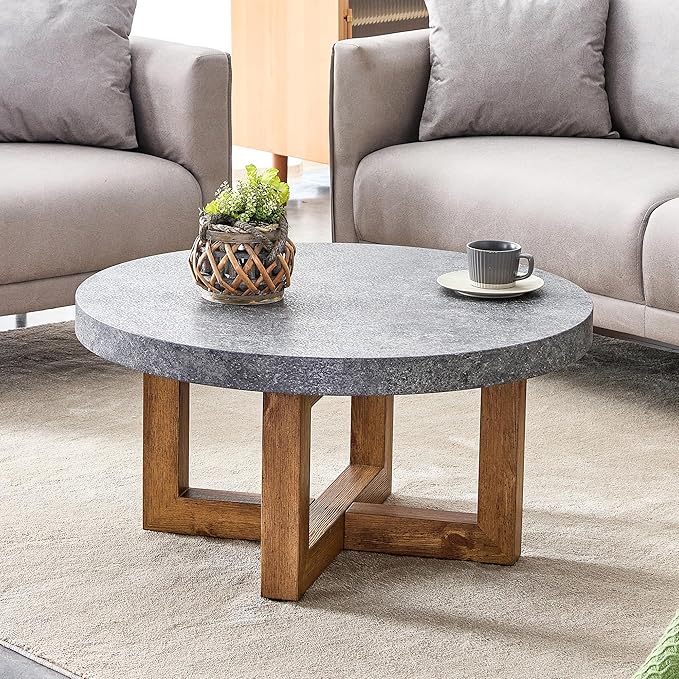NicBex Dining Table Modern Round Retro Circular Coffee Table with A Diameter of 31.4 Inches, Made of MDF Material Suitable for Living Rooms Meeting Room Banquet Hall, Grey - LeafyLoom