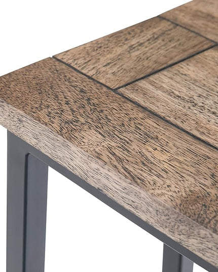 SIMPLIHOME Skyler Solid Mango Wood and Metal 18 inch wide Rectangle End Table C Side Table in Beach Brown, Fully Assembled, for the Living Room and Bedroom - LeafyLoom