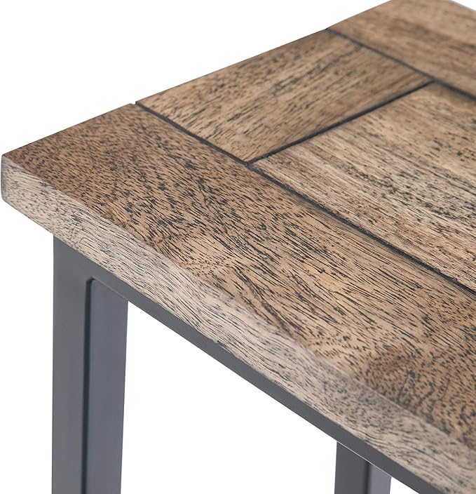 SIMPLIHOME Skyler Solid Mango Wood and Metal 18 inch wide Rectangle End Table C Side Table in Beach Brown, Fully Assembled, for the Living Room and Bedroom - LeafyLoom