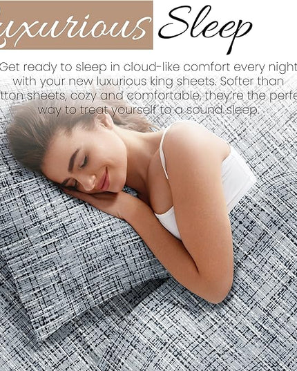 Linen Market 4 Piece King Bedding Sheet Set (Light Blue Chambray) - Sleep Better Than Ever with These Ultra-Soft & Cooling Bed Sheets for Your King Size Bed - Deep Pocket Fits 16" Mattress - LeafyLoom