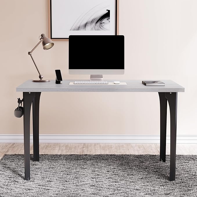 Home Office Computer Desk 35.4 inch gaming Desk, Modern and Minimalist home office desk, Home Office Desks, Study Desk, Craft table Black Metal Designed Frame, White Board Color. - LeafyLoom