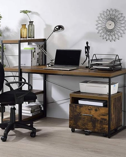 Acme Bob 4 Shelf Wooden Bookcase in Weathered Oak - LeafyLoom