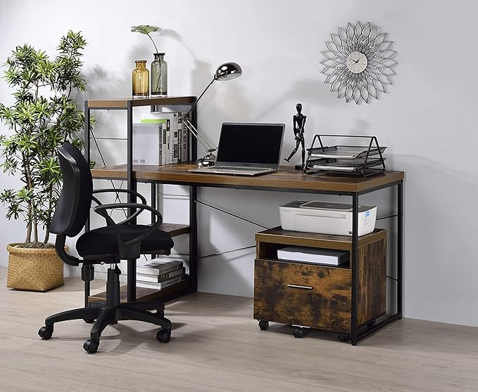 Acme Bob 4 Shelf Wooden Bookcase in Weathered Oak - LeafyLoom