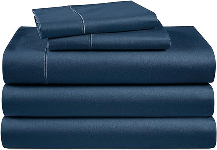 LANE LINEN Split King Sheets for Adjustable Beds - 1000 Thread Count 5 Piece Sheets Set, 100% Egyptian Cotton, Sateen Weave, Cool Breathable & Soft, 2 Fitted Fits Upto 16" Deep Pockets - Estate Blue - LeafyLoom