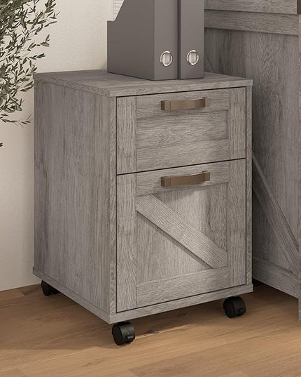 Bush Furniture Knoxville 2 Drawer Mobile File Cabinet, Rolling Document Storage for Home Office, Restored Gray - LeafyLoom