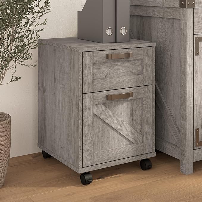 Bush Furniture Knoxville 2 Drawer Mobile File Cabinet, Rolling Document Storage for Home Office, Restored Gray - LeafyLoom