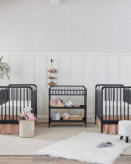 DaVinci Jenny Lind 3-in-1 Convertible Crib in Ebony, Removable Wheels, Greenguard Gold Certified - LeafyLoom