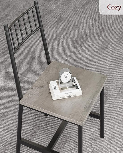 Dining Table Set for 4, Kitchen Table and Chairs for 4 with Wine Rack, Rectangular Dining Room Table Set with Bench, 4 Piece Dining Table Set for Small Space, Apartment, Retro Gray - LeafyLoom