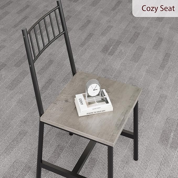 Dining Table Set for 4, Kitchen Table and Chairs for 4 with Wine Rack, Rectangular Dining Room Table Set with Bench, 4 Piece Dining Table Set for Small Space, Apartment, Retro Gray - LeafyLoom