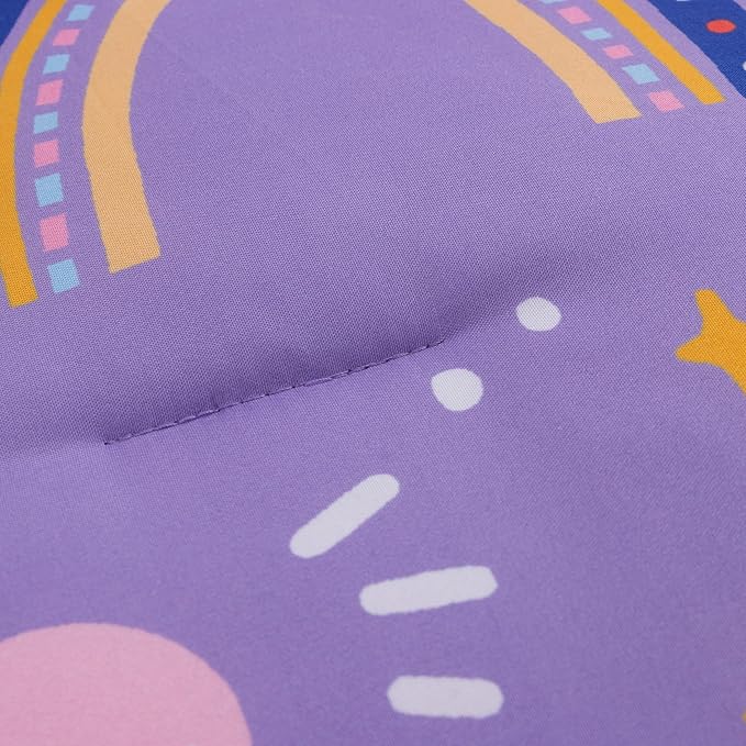 Btargot Lightweight Soft 3 Piece Rainbow Comforter Set with 2 Pillow Covers, Cartoon Love Hearts Flowers and Sun Star Bedding Set for Girls Boys Kids, Queen Dark Purple - LeafyLoom