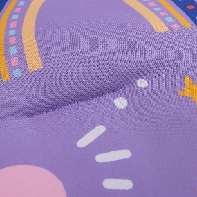 Btargot Lightweight Soft 3 Piece Rainbow Comforter Set with 2 Pillow Covers, Cartoon Love Hearts Flowers and Sun Star Bedding Set for Girls Boys Kids, Twin Dark Purple - LeafyLoom