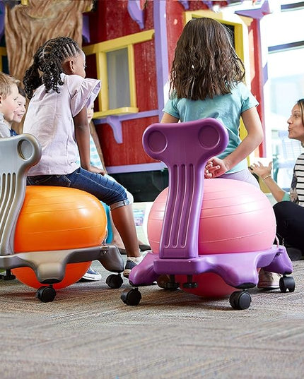 Gaiam Kids Balance Ball Chair - Classic Children's Stability Ball Chair, Alternative School Classroom Flexible Desk Seating for Active Students, Orange/Blue - LeafyLoom