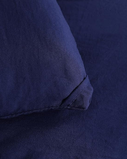 NTBAY Twin Comforter Set with Sheets, 5 Pieces Soft and Breathable Twin Bedding Set, Twin Bed in a Bag, Down Alternative Comforter Set Solid Color All Season, Kids Bedding Set, Navy Blue - LeafyLoom