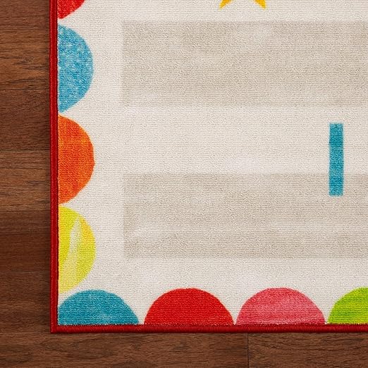 Eric Carle "The Very Hungry Caterpillar Elementary Dream Big Little One Kids Machine Washable Area Rug, White/Grey, 4'11"x6'6" - LeafyLoom
