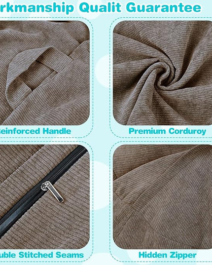 Stuffed Animal Storage Bean Bag Chair Cover (No Filler) for Kids .Soft Premium Corduroy Stuffable Beanbag for Organizing Children Plush Toys or Memory Foam Small 100L (Warm Grey) - LeafyLoom